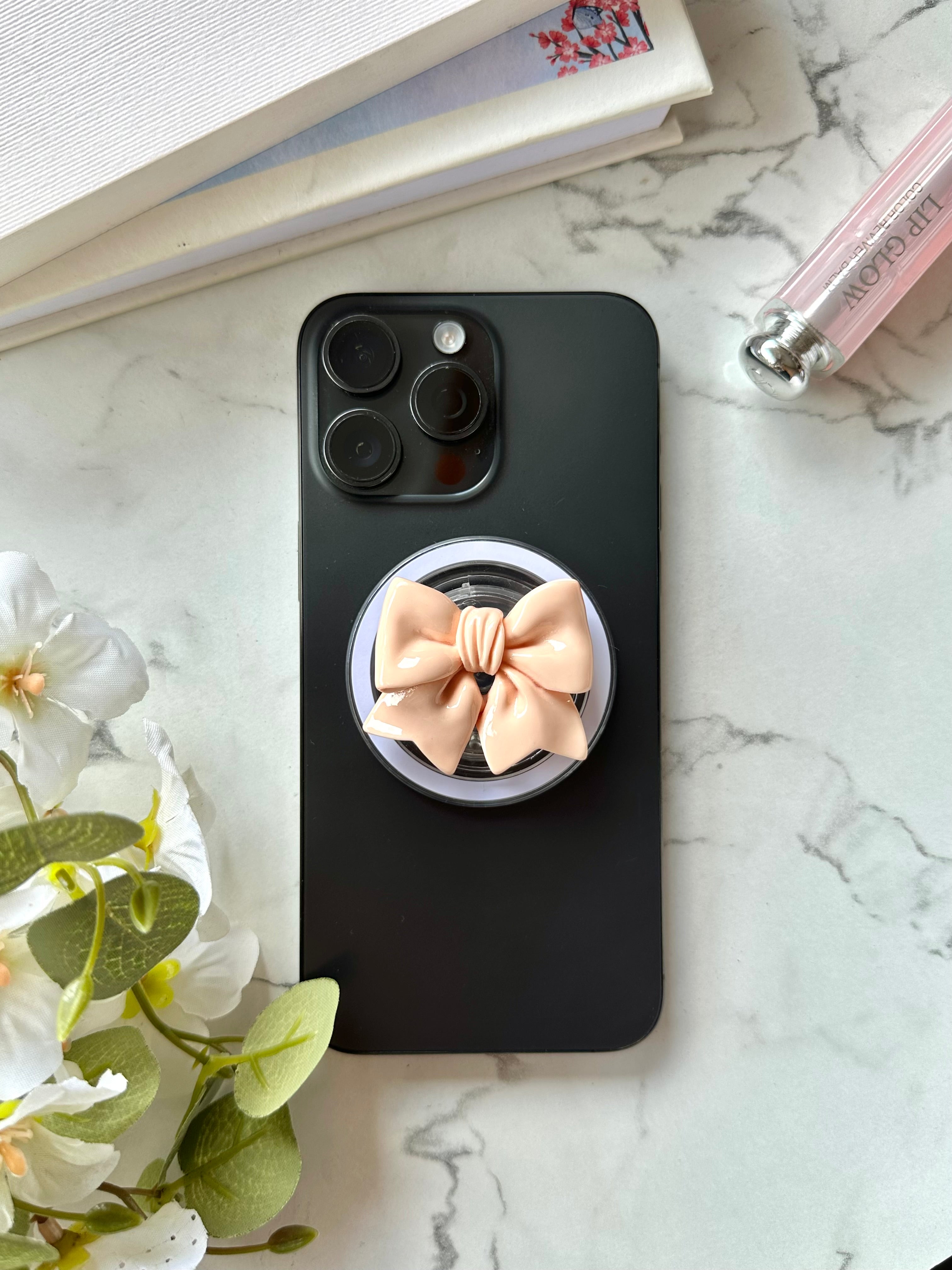 The Glazed Bow Phone Grip - Pink