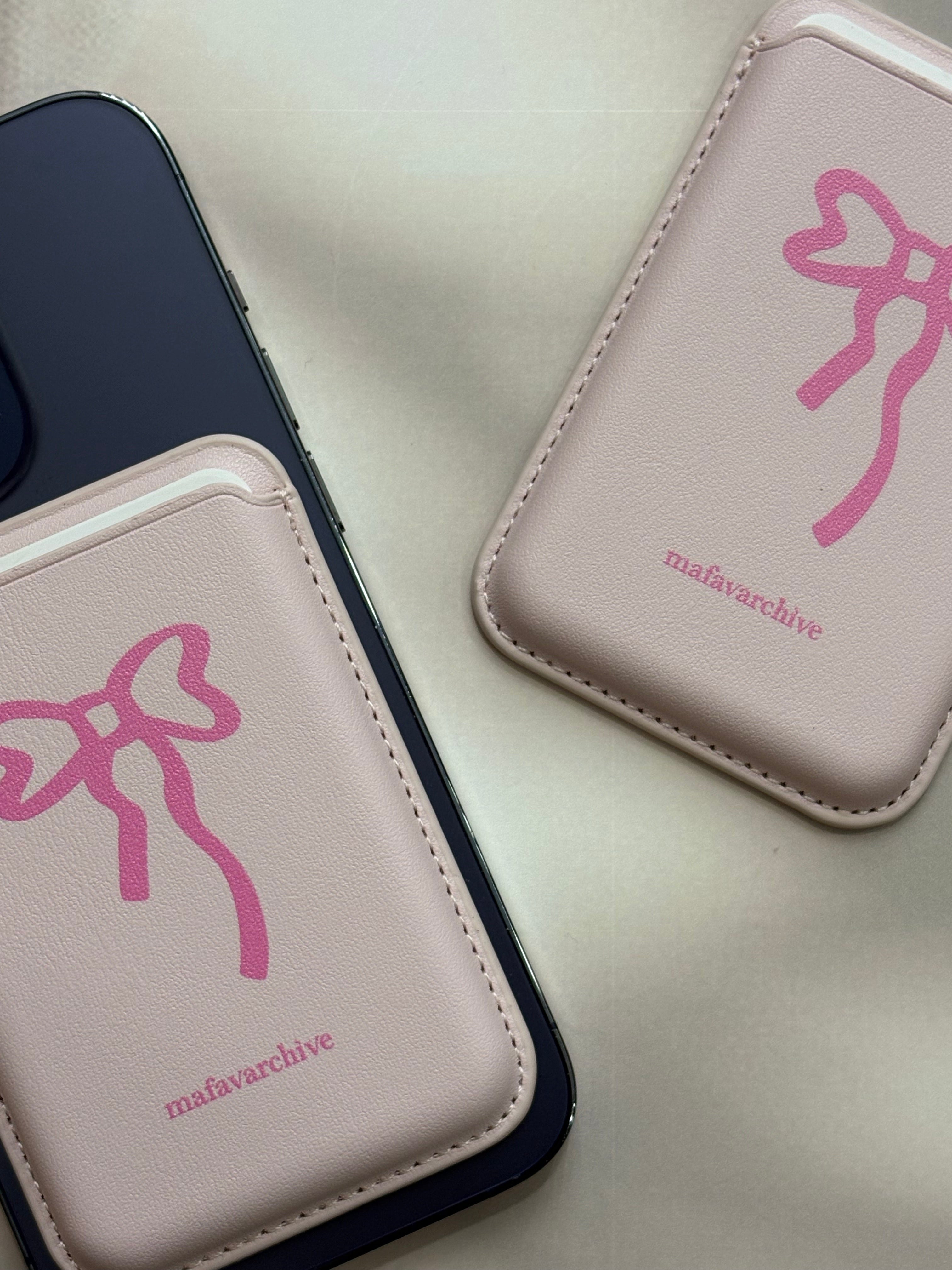 Blush Bow MagSafe Card Holder
