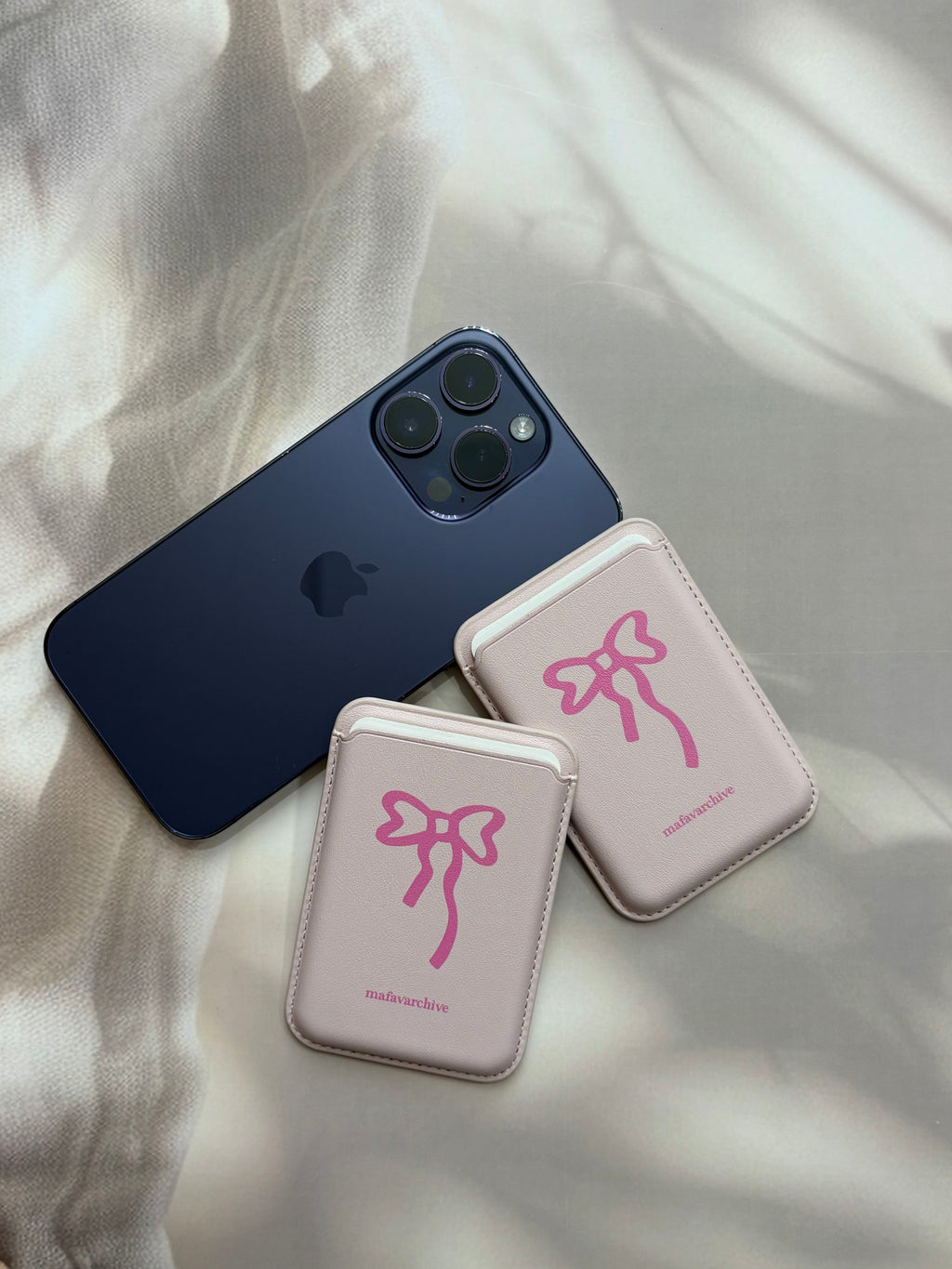 Blush Bow MagSafe Card Holder
