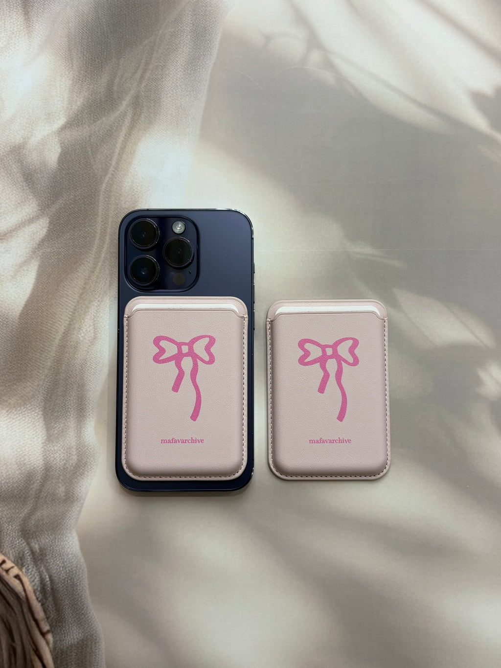 Blush Bow MagSafe Card Holder