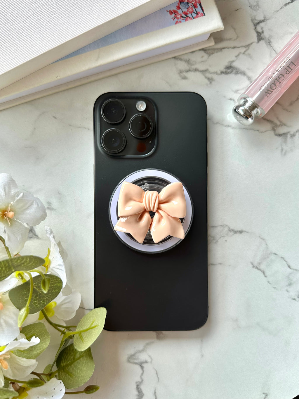 The Glazed Bow Phone Grip - Pink