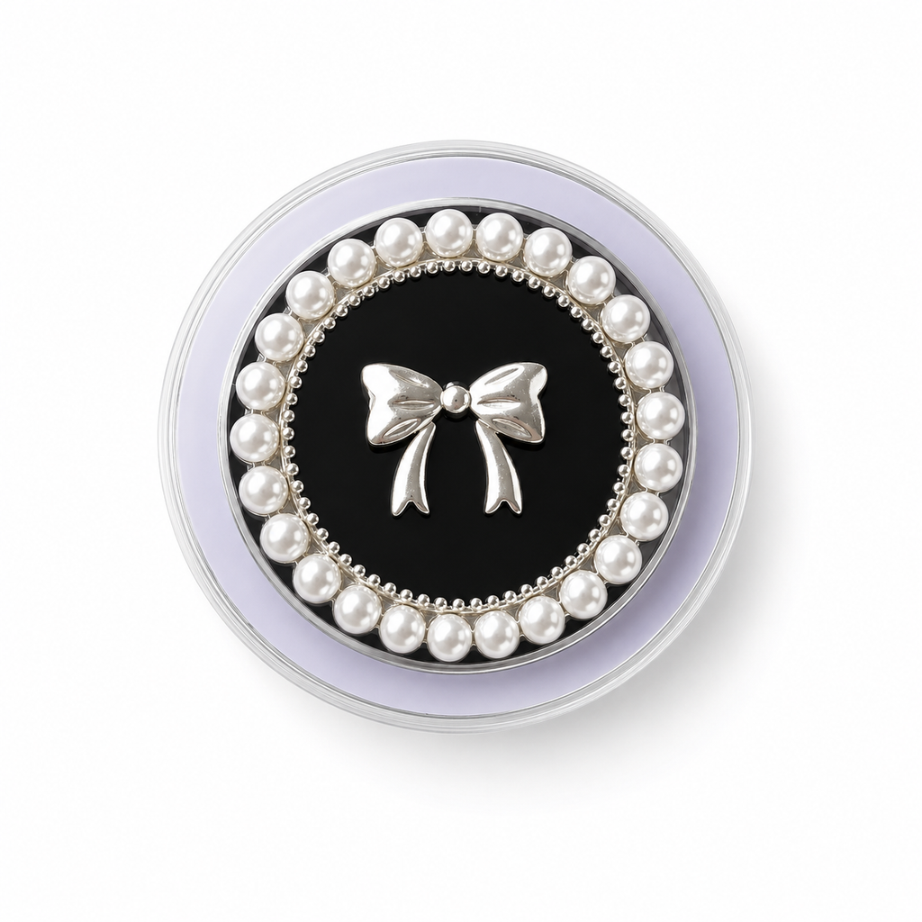 The Bow and Pearl Phone Grip (chocolate)