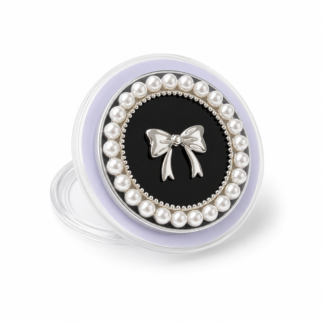 The Bow and Pearl Phone Grip (chocolate)