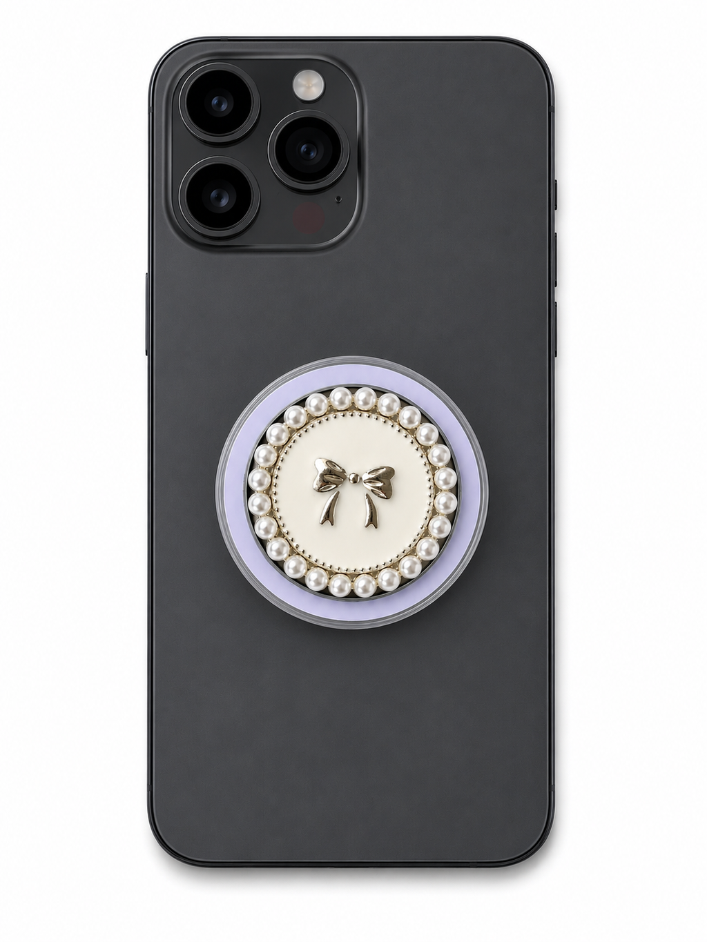 Bow & Pearl Phone Grip (Vanilla)