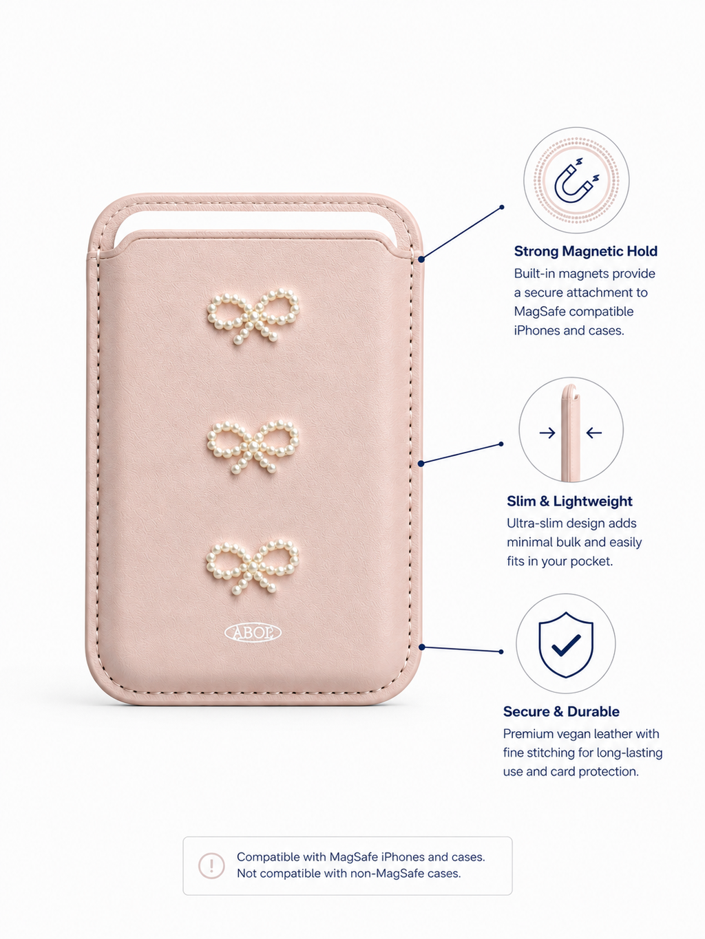 Triple Pearl Bow Card Holder